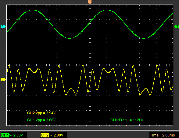 Mutant 259 timbre section on breadboard output signal 2