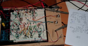 Mutant 259 timbre section on breadboard