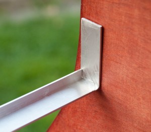 Buchla200 custom cabinet - close up of rail system