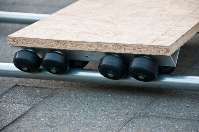 Skate wheel dolly Mk2 - closeup