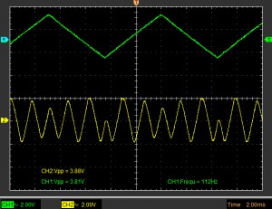 Mutant 259 timbre section on breadboard output signal 4