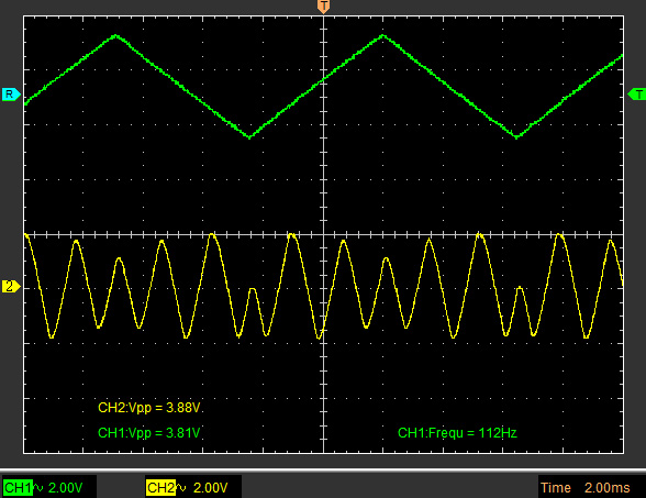 Mutant 259 timbre section on breadboard output signal 4