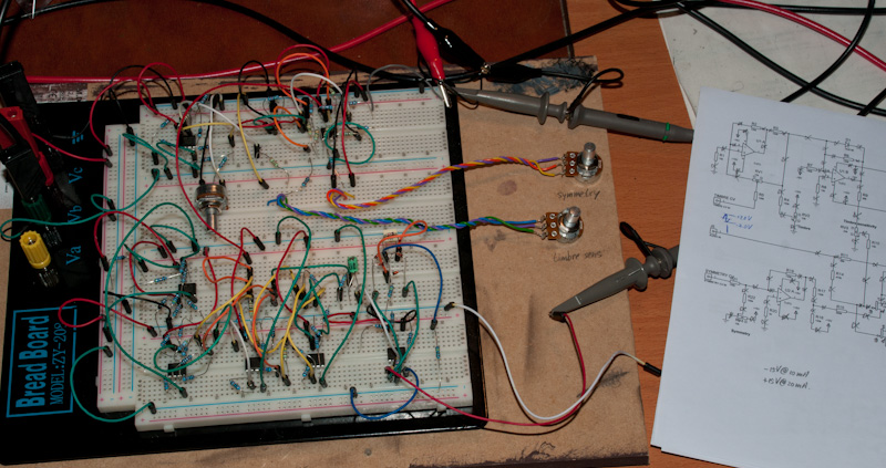 Mutant 259 timbre section on breadboard