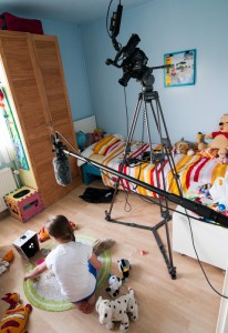Using the tripod to get a bird's eye view of the room